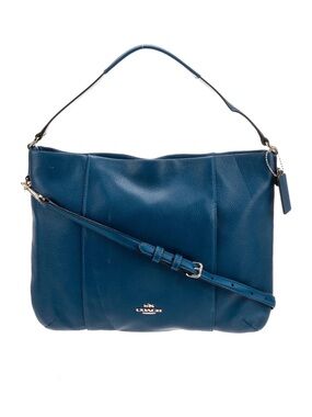 Coach Isabelle East West Hobo Bag Pebbled Navy Blue Leather Shoulder Purse